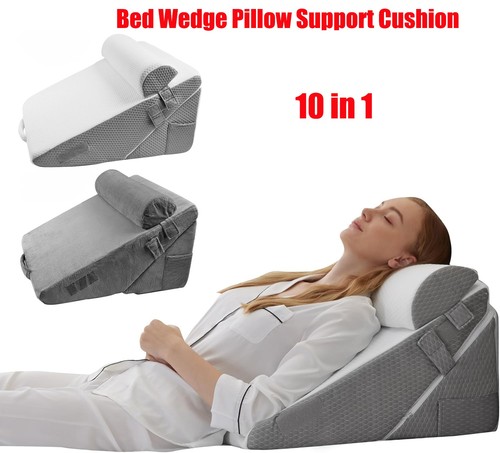Bed wedge pillow - 10-in-1,